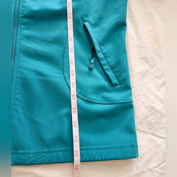 Lululemon Teal Green Women Jacket, 100% Wool Sleeves Soft Shell Jacket, Size 10 - Picture 13 of 13